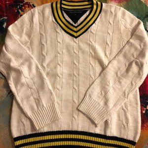 Tommy Hilfiger Cream Cable Knit Tennis Sweater